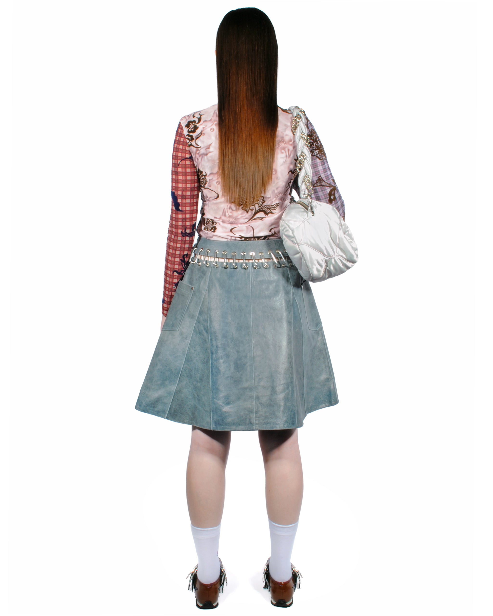 Frances Leather Knee Carabiner Skirt