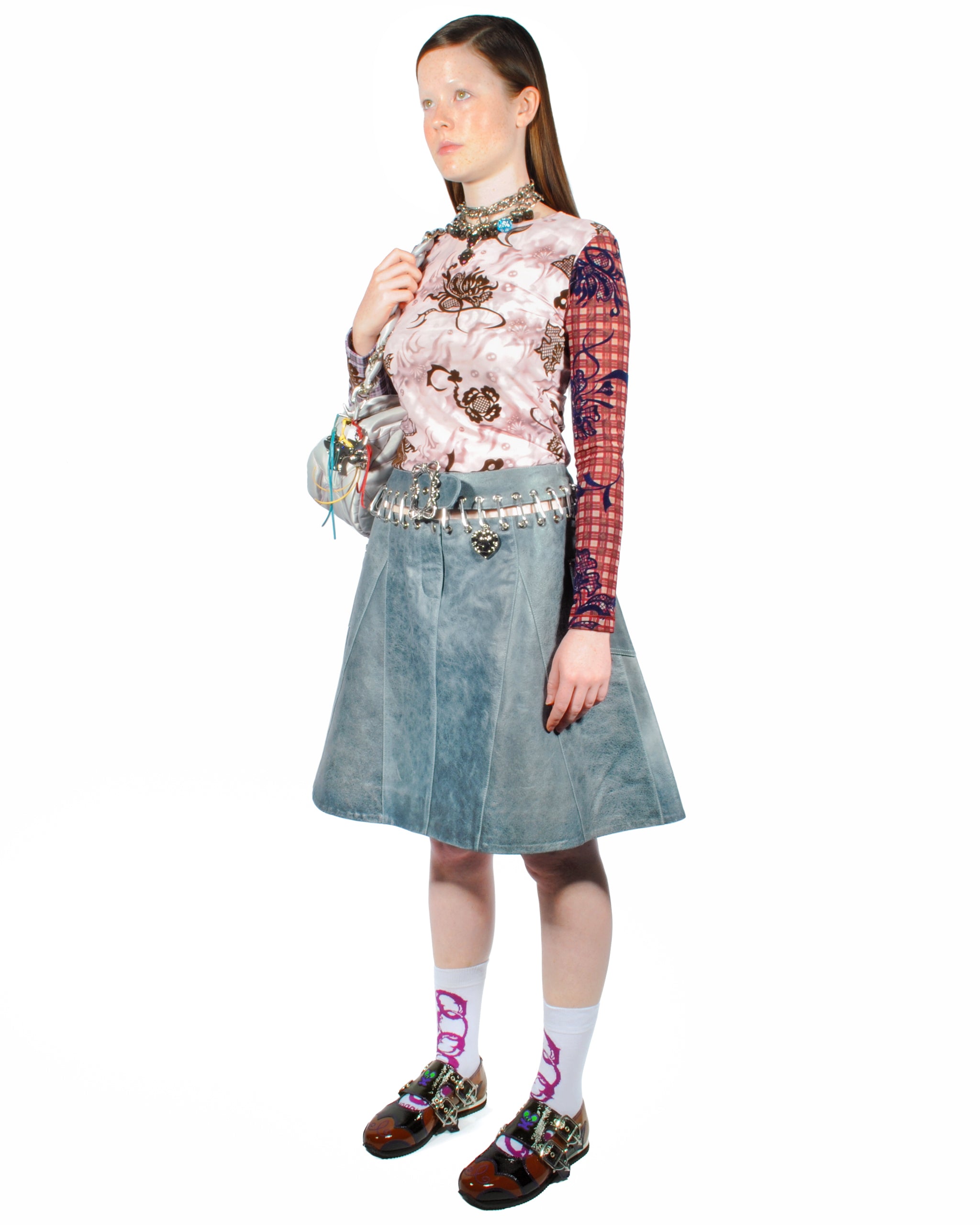 Frances Leather Knee Carabiner Skirt