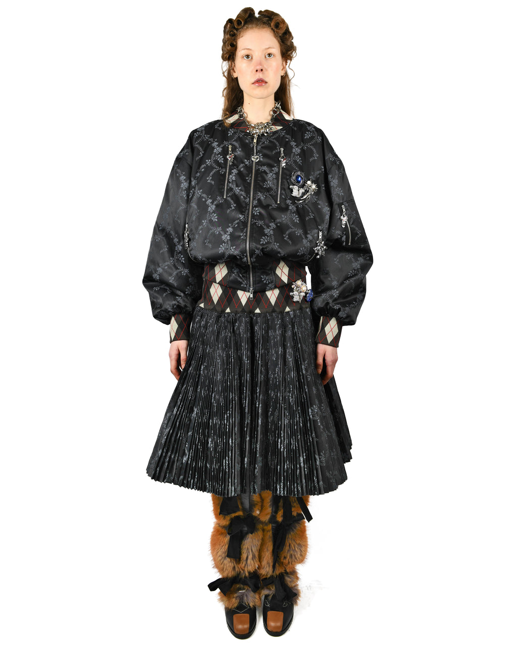 Crescent Black Pleated Knee Skirt
