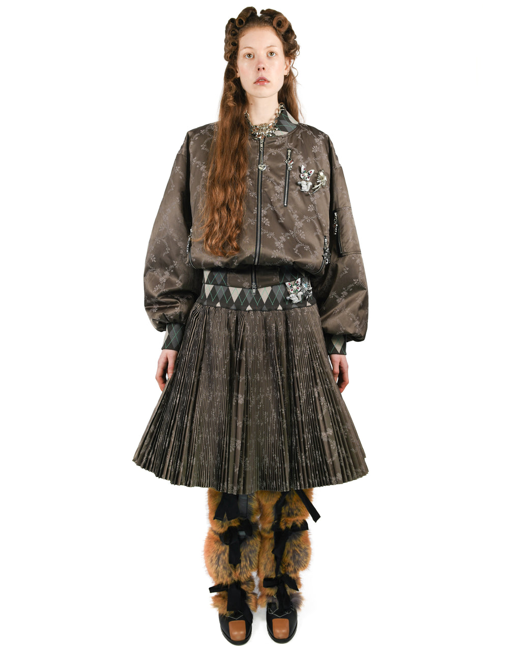 Crescent Brown Pleated Knee Skirt