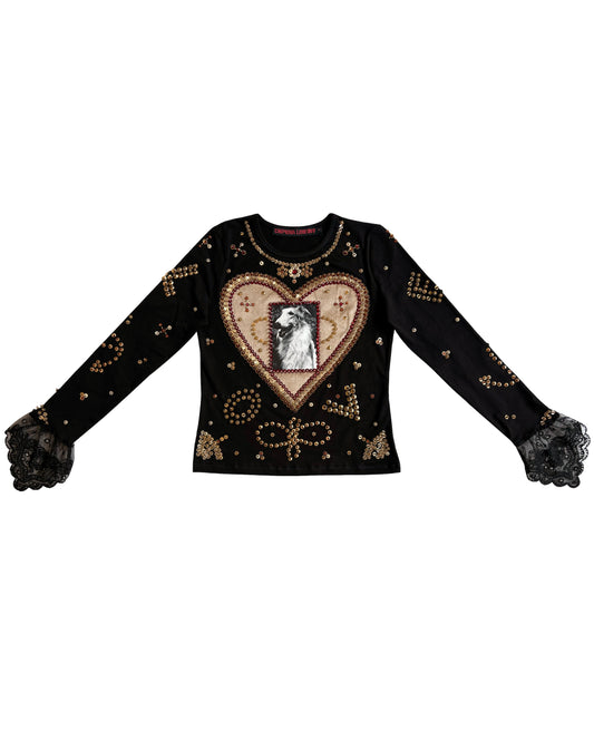 Exclusive Dog Beaded Jersey Top