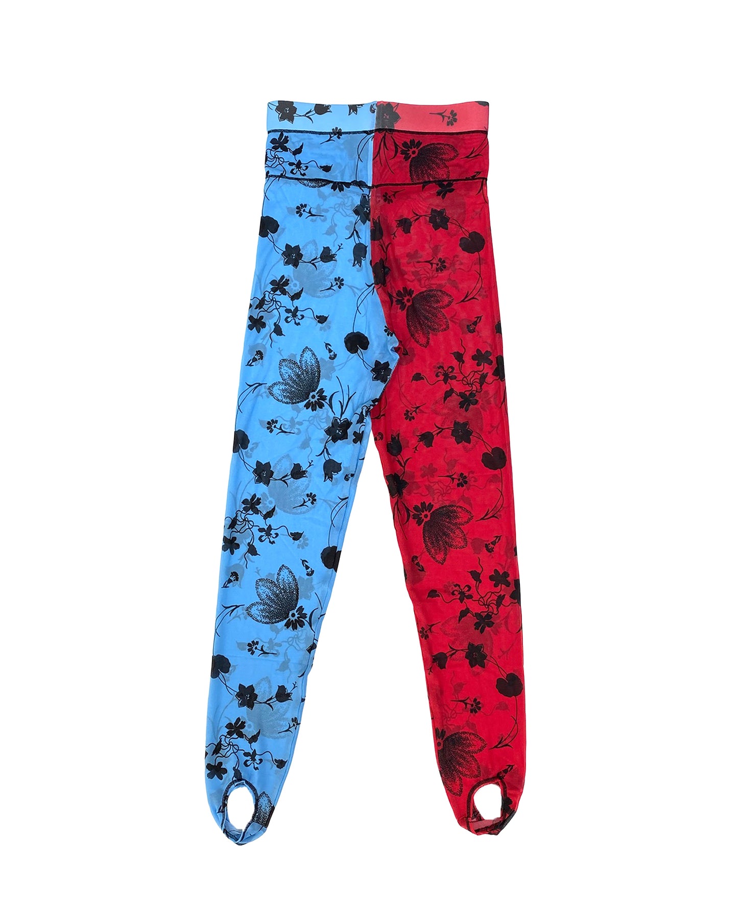 Blue and Red Floral Mesh Leggings