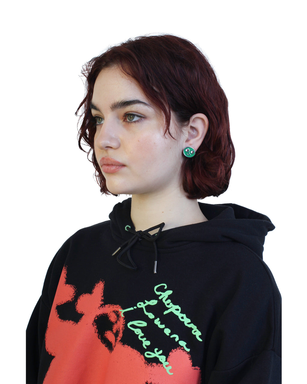 Green Side Eye Stud Earrings