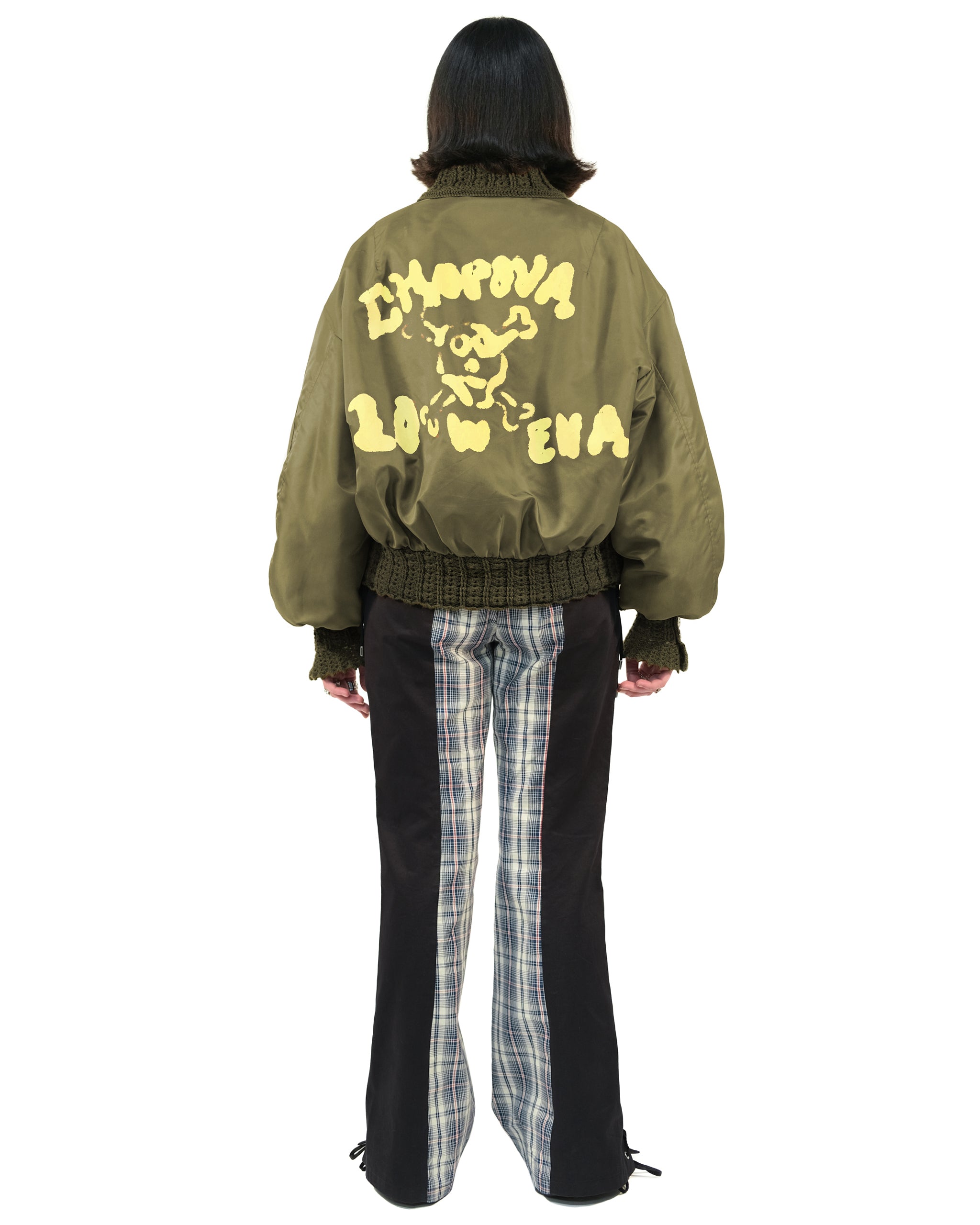 Slash Green Crochet Bomber Jacket