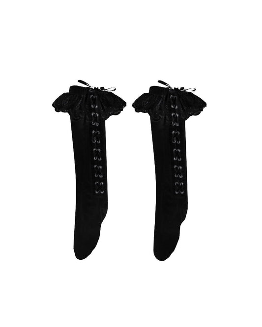 Black Lace Up Socks