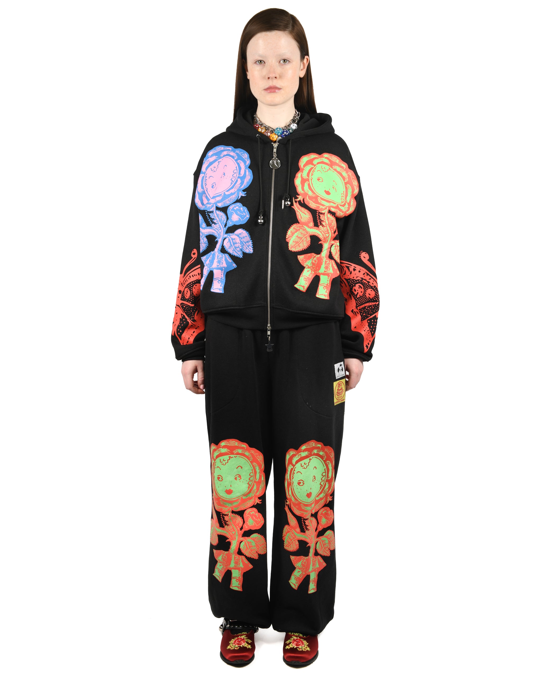 Double Rose Bud Zip Hoodie