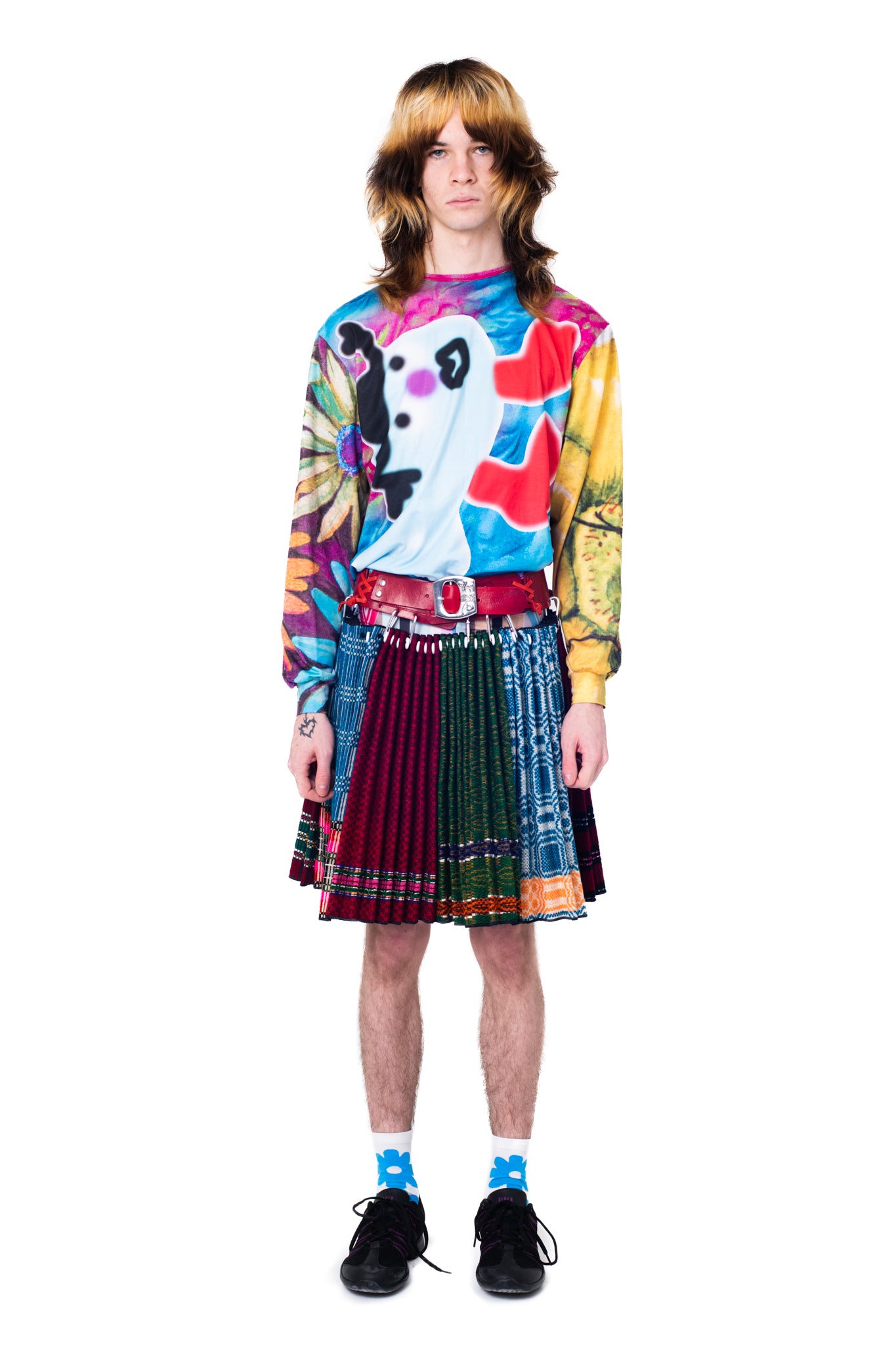 Leg on Blue Oversized Jersey Top