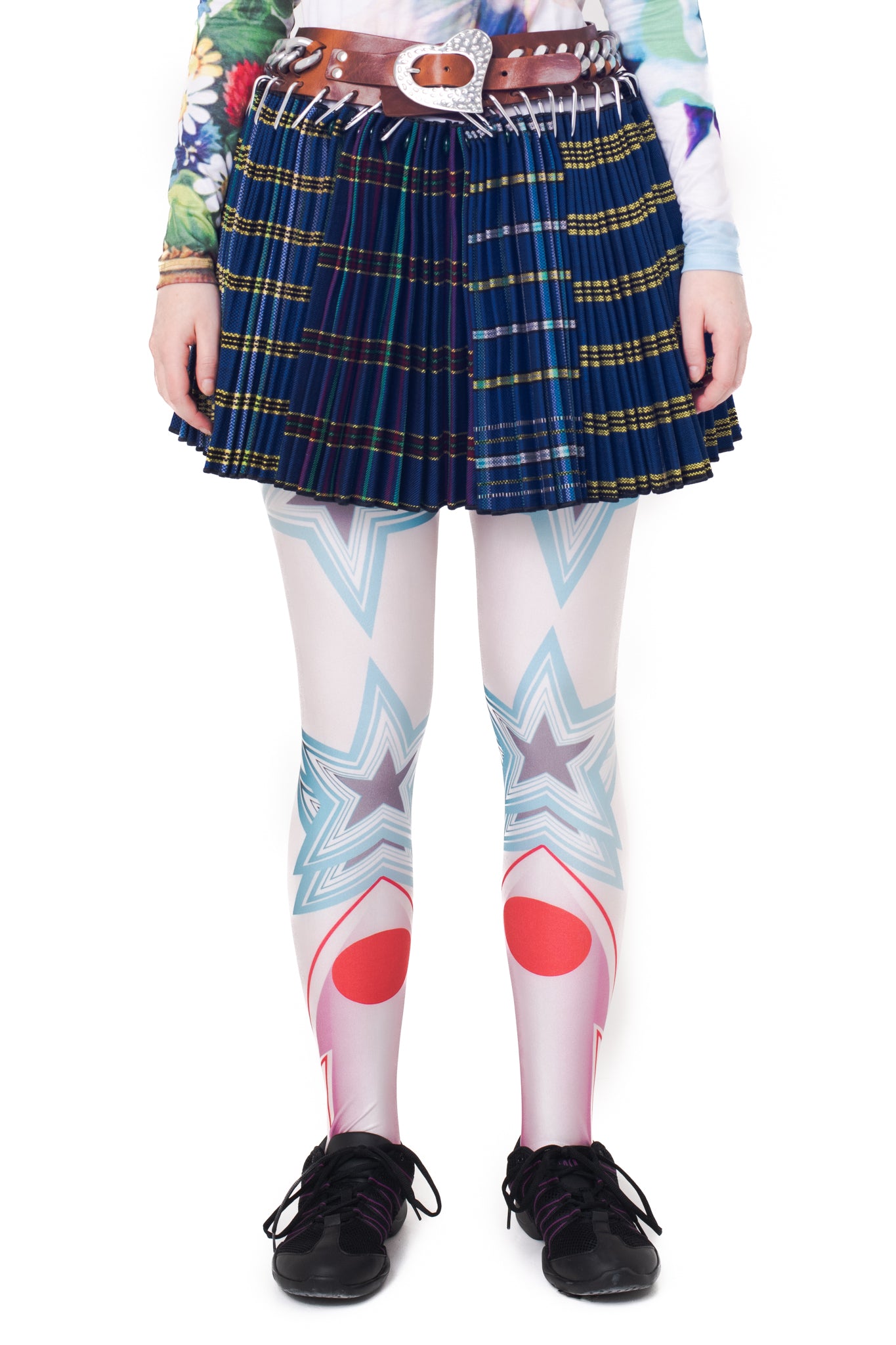 Chain Belt Blue Mini Skirt