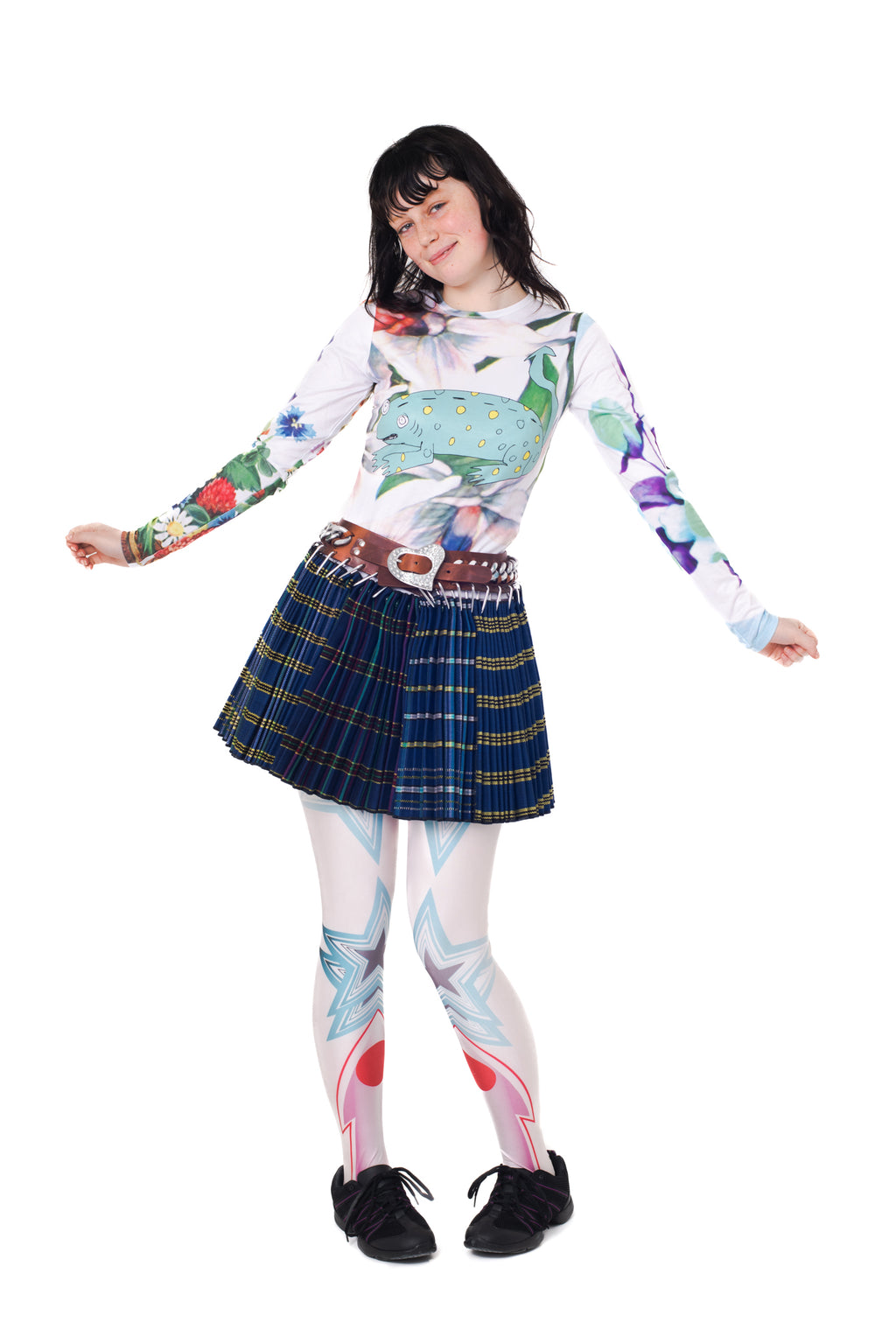 Chain Belt Blue Mini Skirt