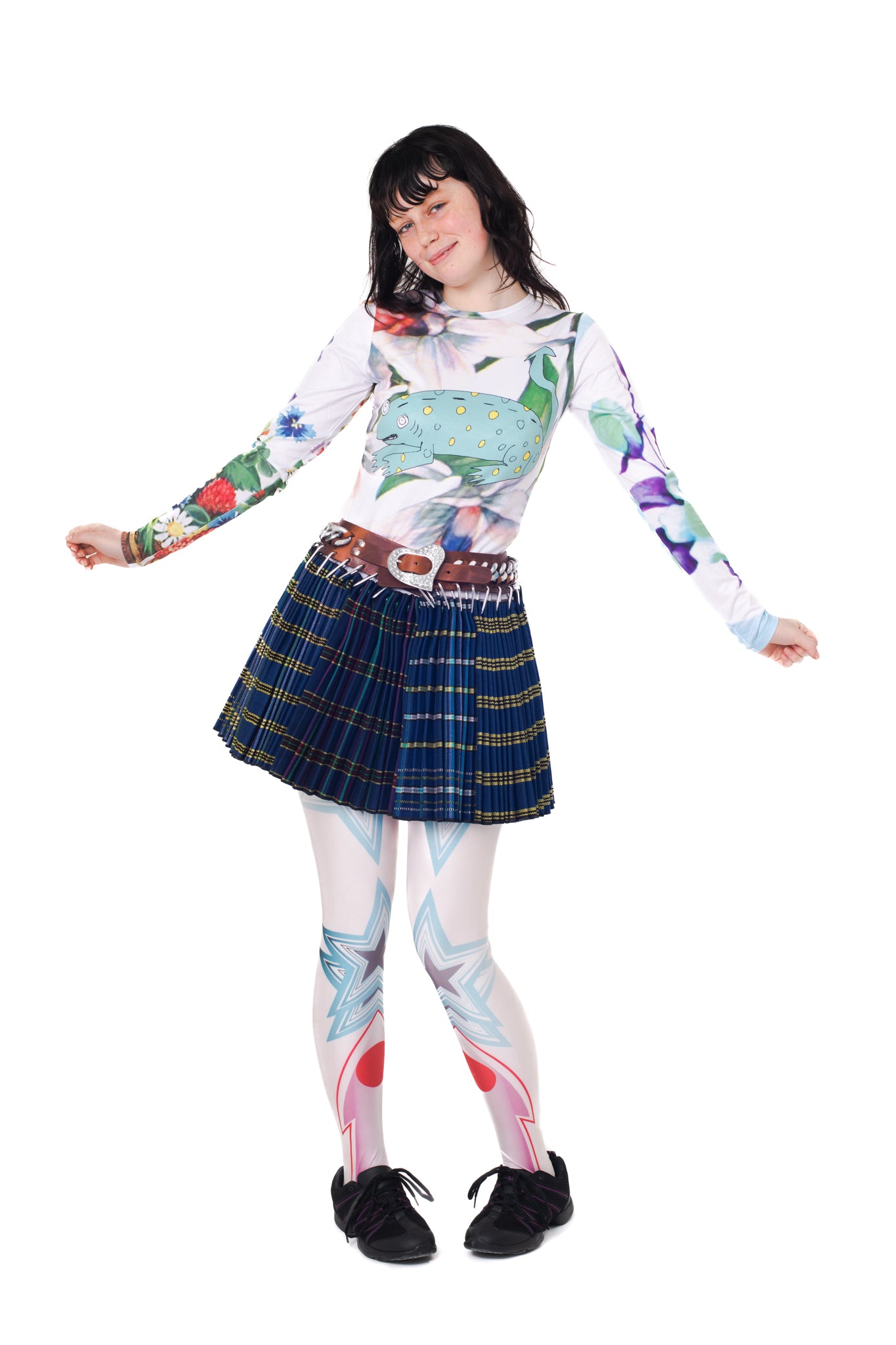 Chain Belt Blue Mini Skirt