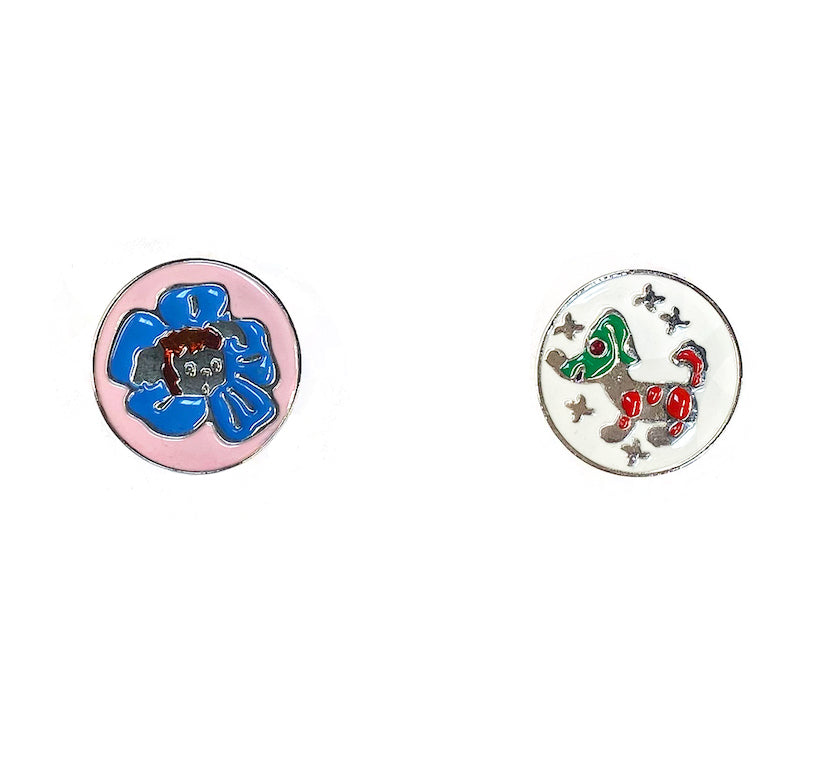 Dog Enamel Stud Earrings
