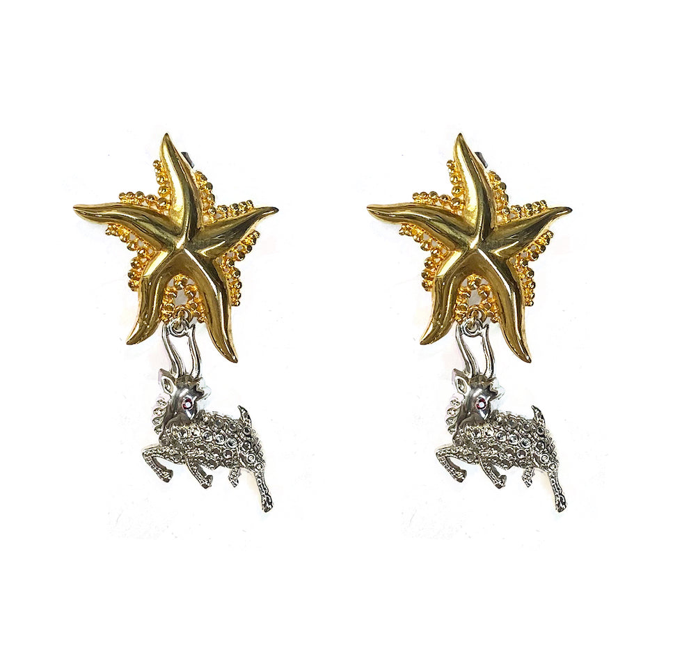 Star Fish + Deer Pendant Earrings
