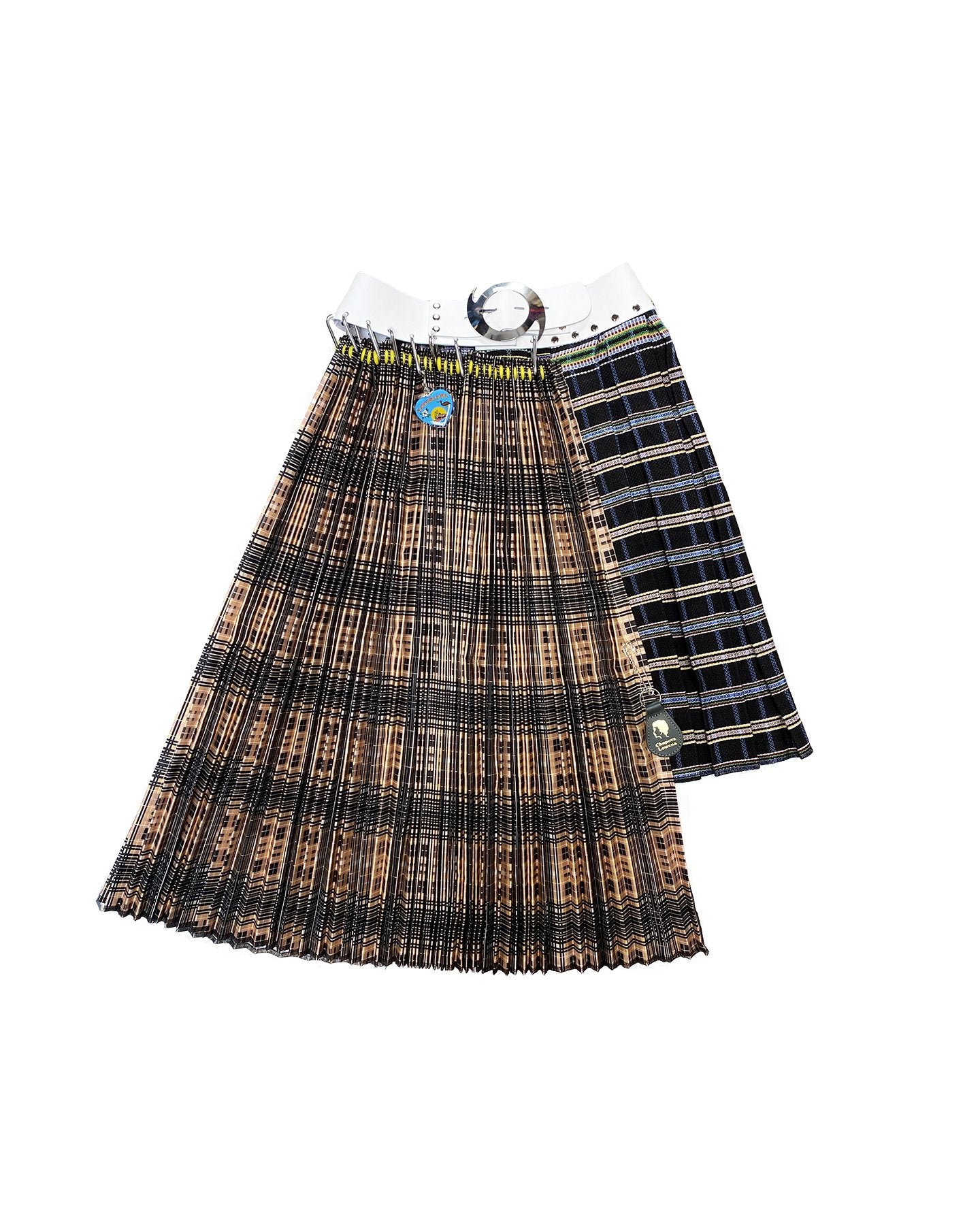 Beige and Blue Half and Half Skirt