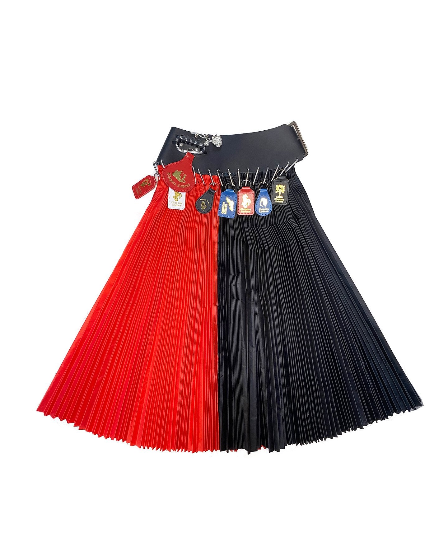 Black and Red Keyring Midi Skirt