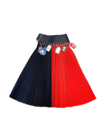 Black and Red Keyring Midi Skirt