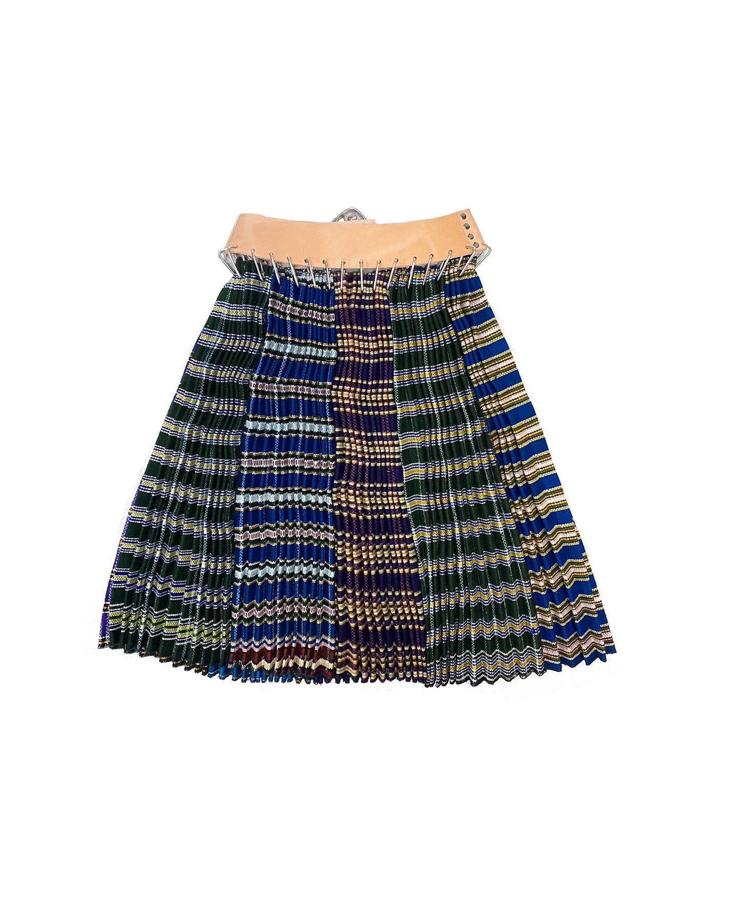 Purple Multi Pleated Skirt with Tan Belt