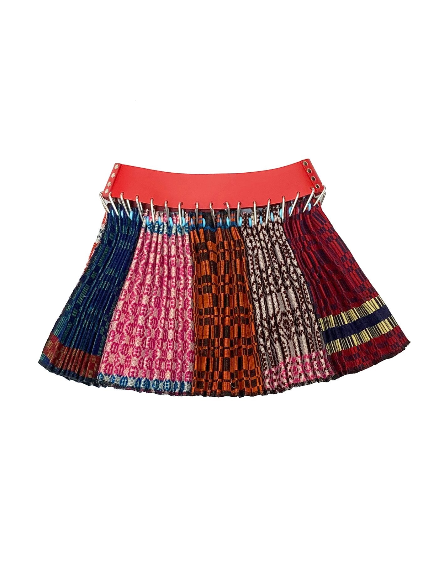 Mini Wool Skirt with Red Belt