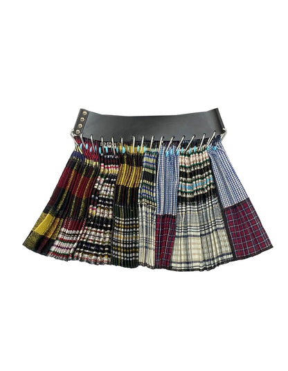 Mini Patchwork Skirt with Black Belt