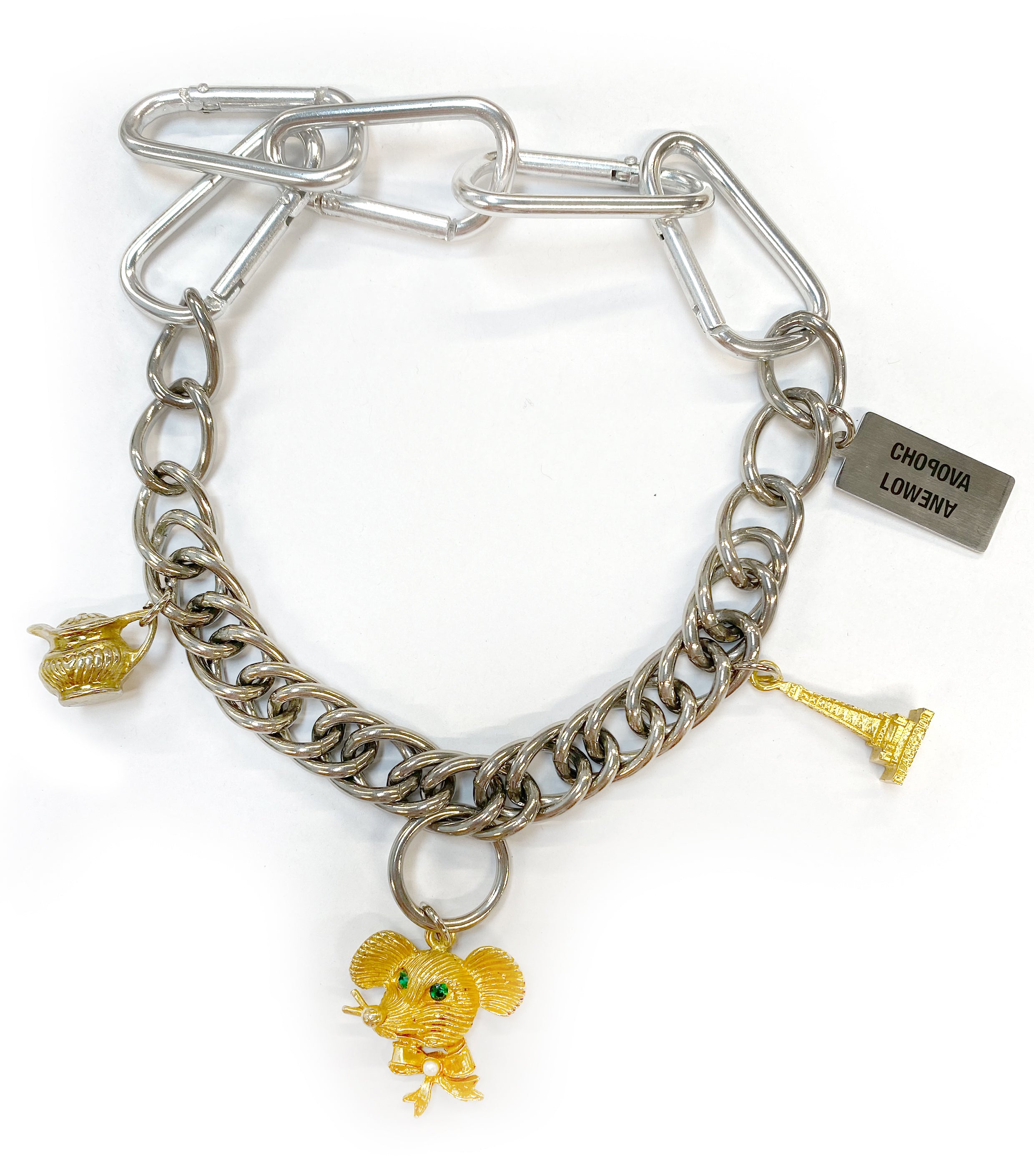 Vintage Mouse Three Charm Necklace