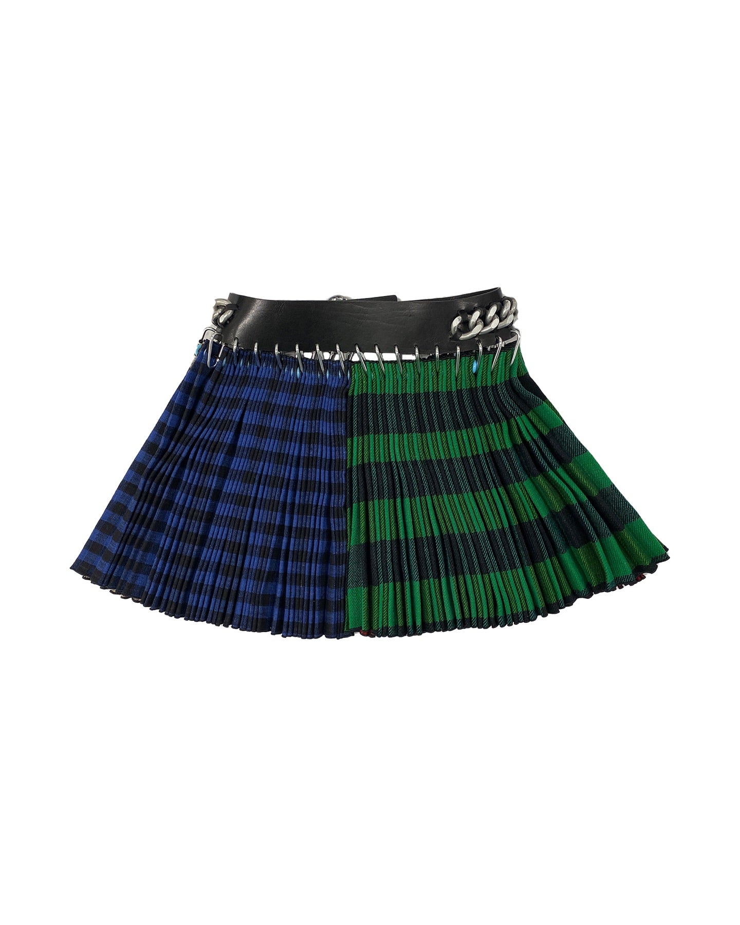 Black Chain Belt Wool Mini Skirt
